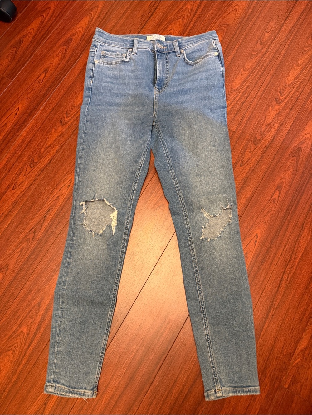 We the Free People Classic High-Rise Distressed Women's Jeans - Light Blue
